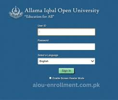 AIOU Enrollment for Continuing Students through the CMS Portal